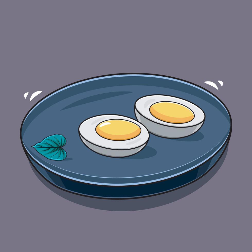 Still Life. Boiled Egg In Wooden Plate vector illustration free download