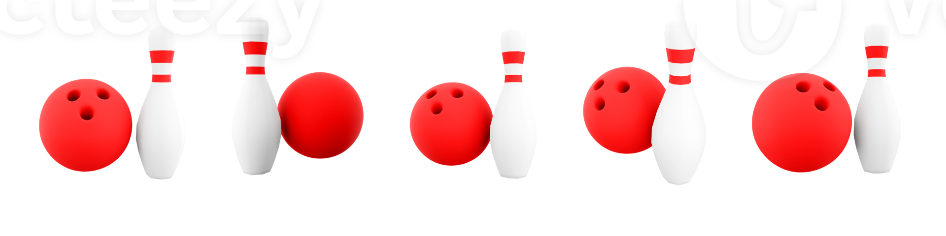 3d interpretazione bowling palla e birilli icona impostare. 3d rendere pesante palle siamo gettato lungo un' speciale sentiero con mani diverso posizioni icona impostare. png