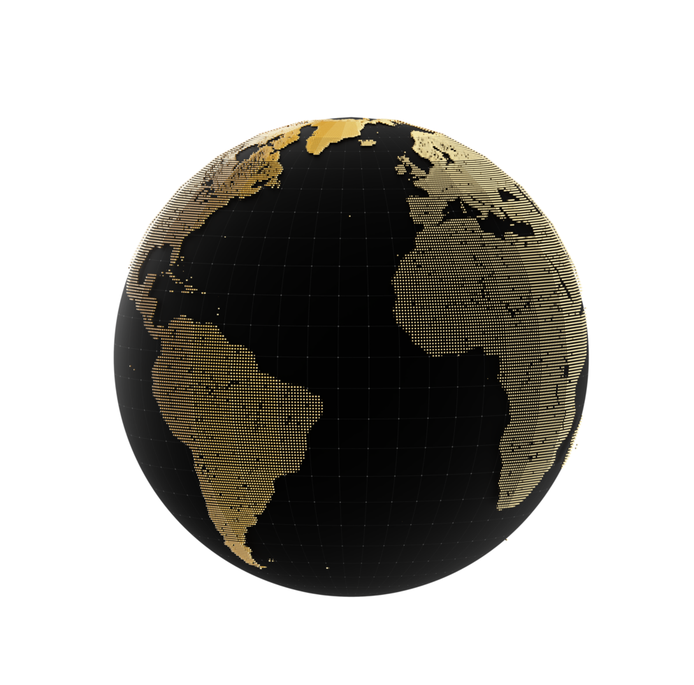 concept of rich gold black world Global Earth business finance isolated background. 3d illustration png