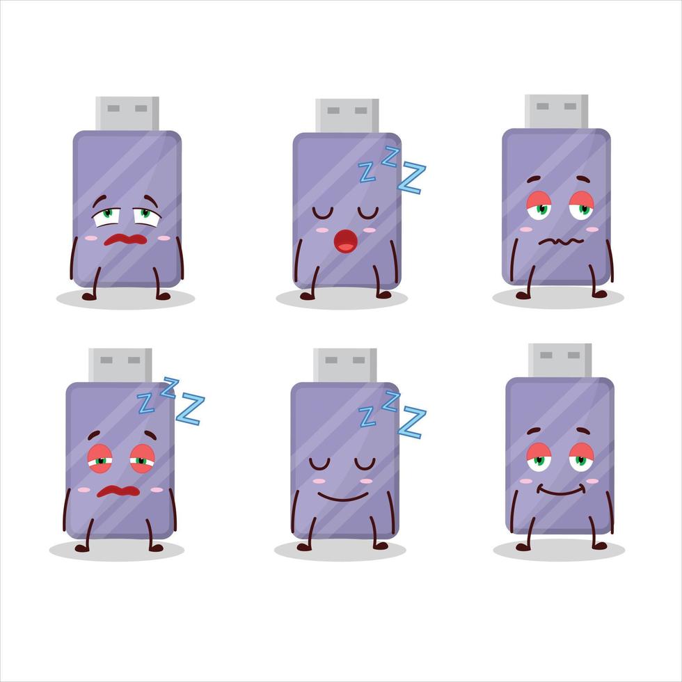 dibujos animados personaje de flashdisk con soñoliento expresión vector