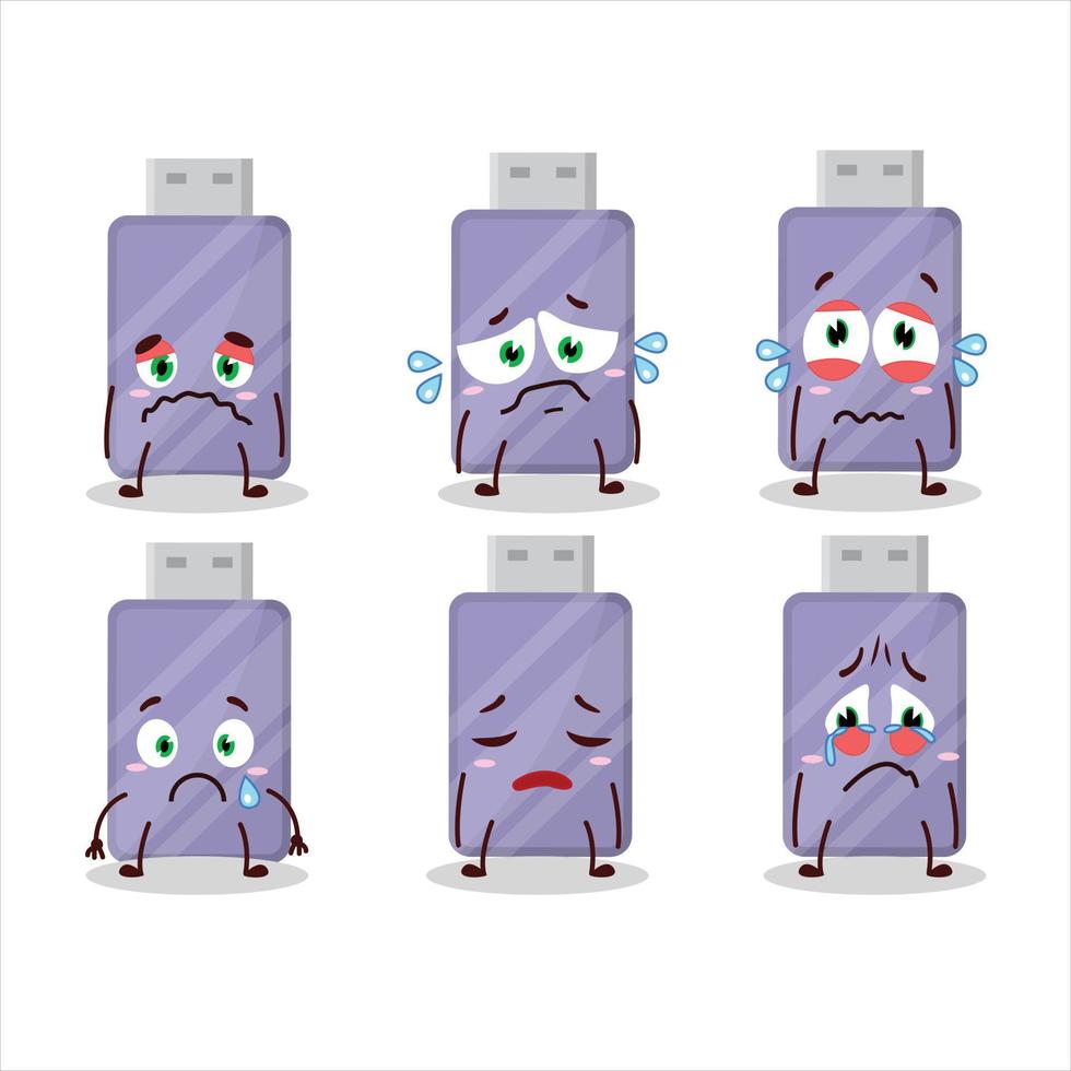 flashdisk dibujos animados en personaje con triste expresión vector