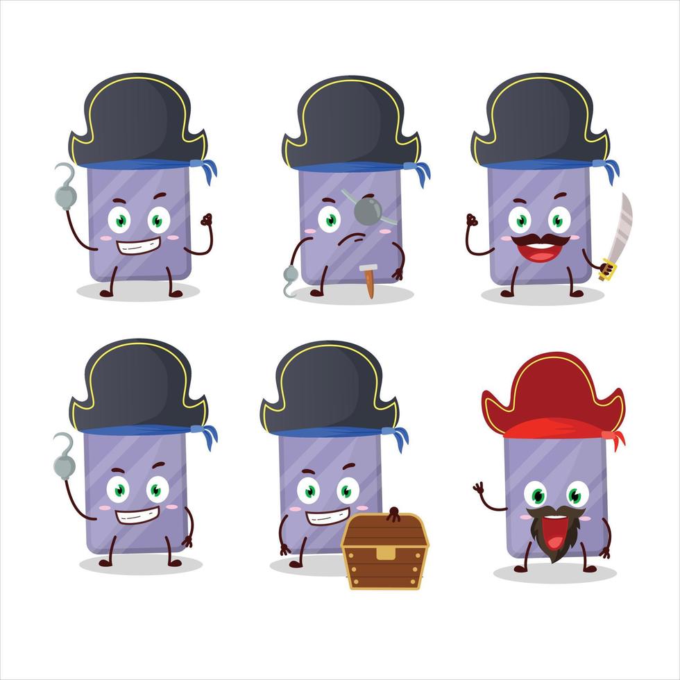 Cartoon character of flashdisk with various pirates emoticons vector
