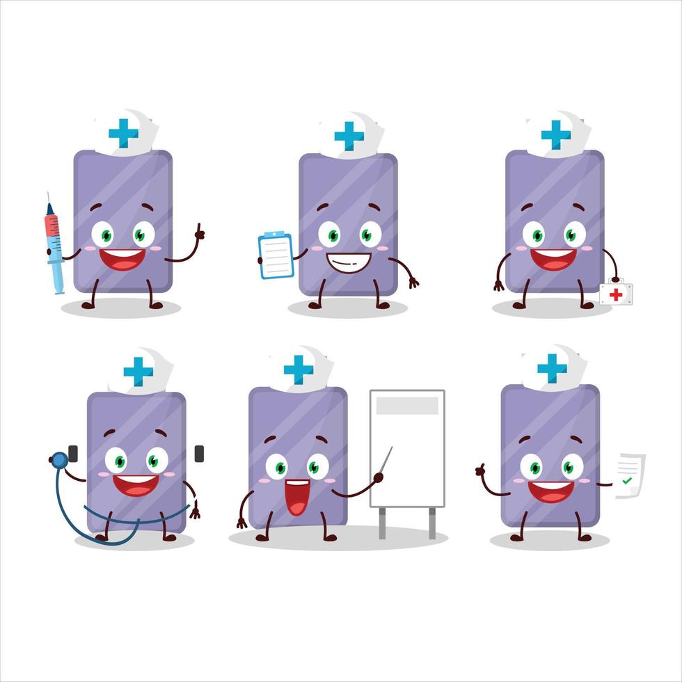 médico profesión emoticon con flashdisk dibujos animados personaje vector