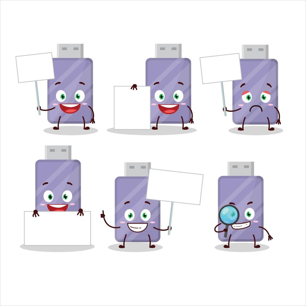 Flashdisk cartoon in character bring information board vector