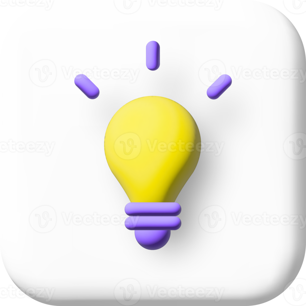 idea icono 3d. icono de bombilla. icono de negocios. png