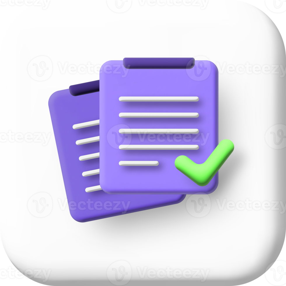 Check mark confirmation and approval icon. 3d illustration. png