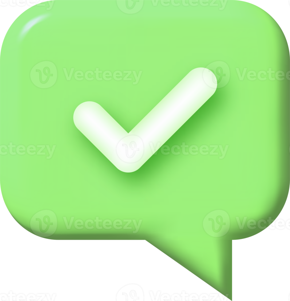 Check mark confirmation and approval icon. 3d illustration. png