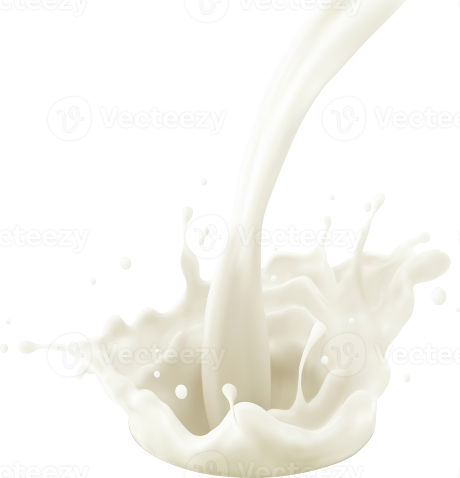 Milk jet, milky splash, realistic liquid white splash on isolated background. 3d illustration. png