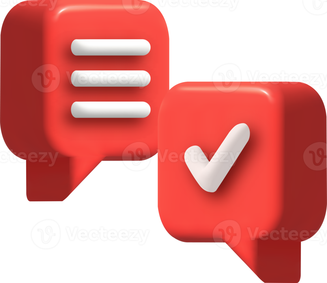 Check mark confirmation and approval icon. 3d illustration. png