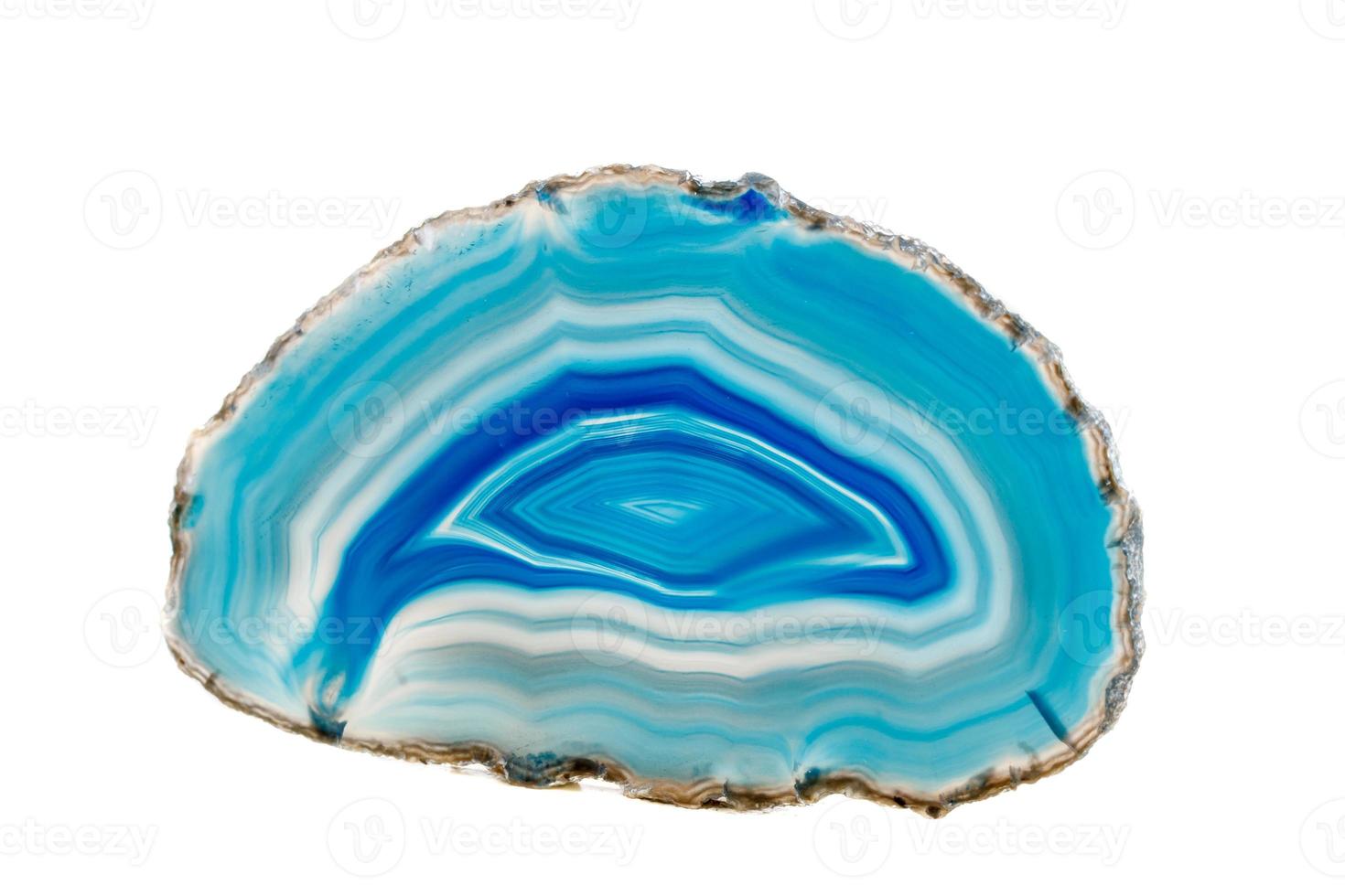 Macro mineral stone Blue Agate breed a white background photo