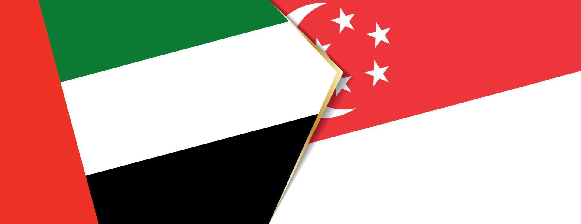 United Arab Emirates and Singapore flags, two vector flags.