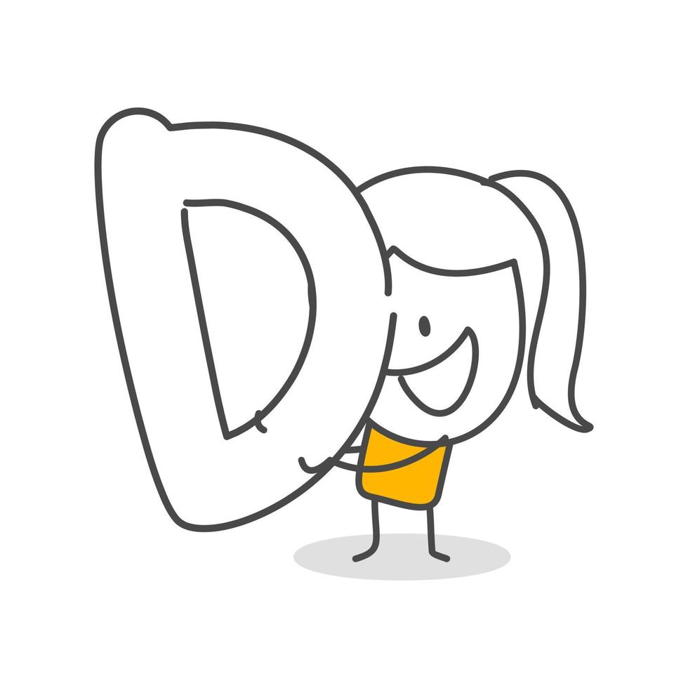Stick figures. Alphabet. Hand drawn doodle line art cartoon design character. vector