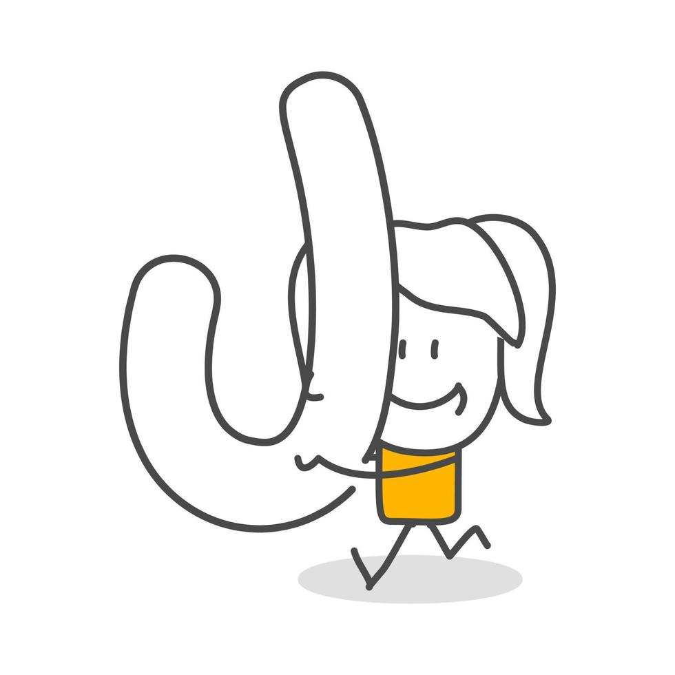 Stick figures. Alphabet. Hand drawn doodle line art cartoon design character. vector