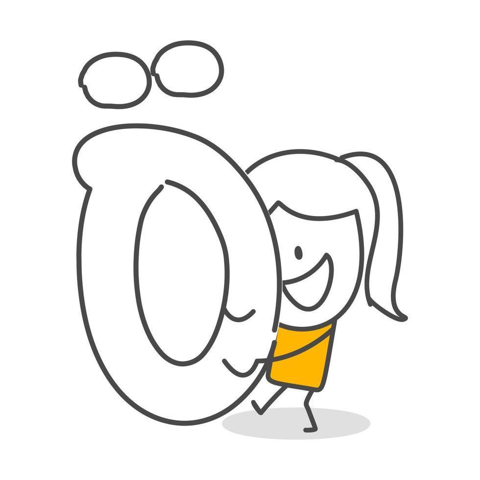 Stick figures. Alphabet. Hand drawn doodle line art cartoon design character. vector