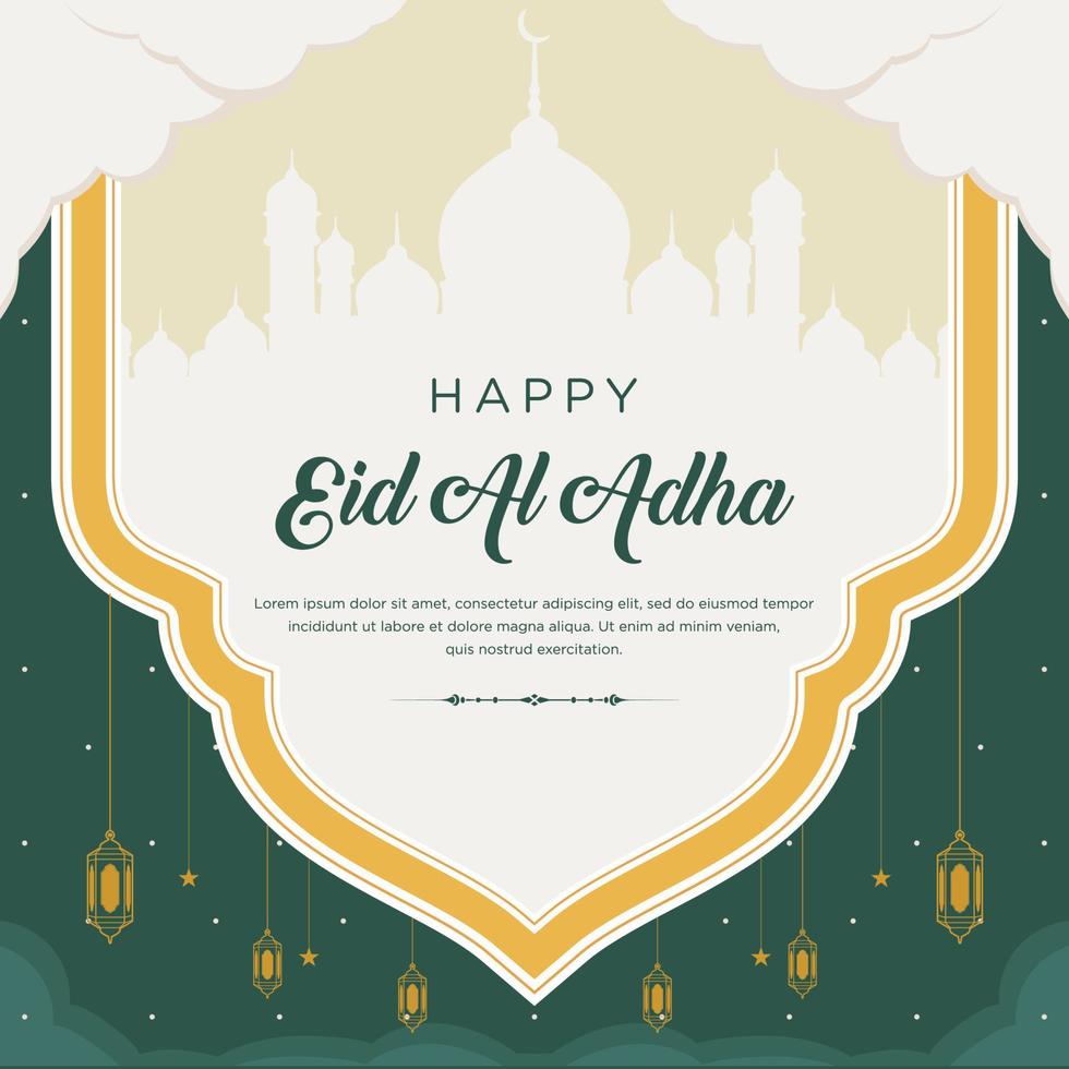 Flat eid al-adha illustration with ram and lanterns vector