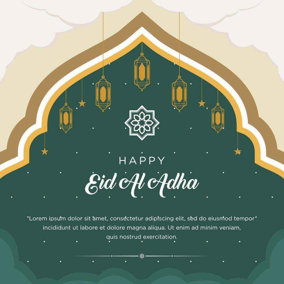 Flat eid al-adha illustration with ram and lanterns vector