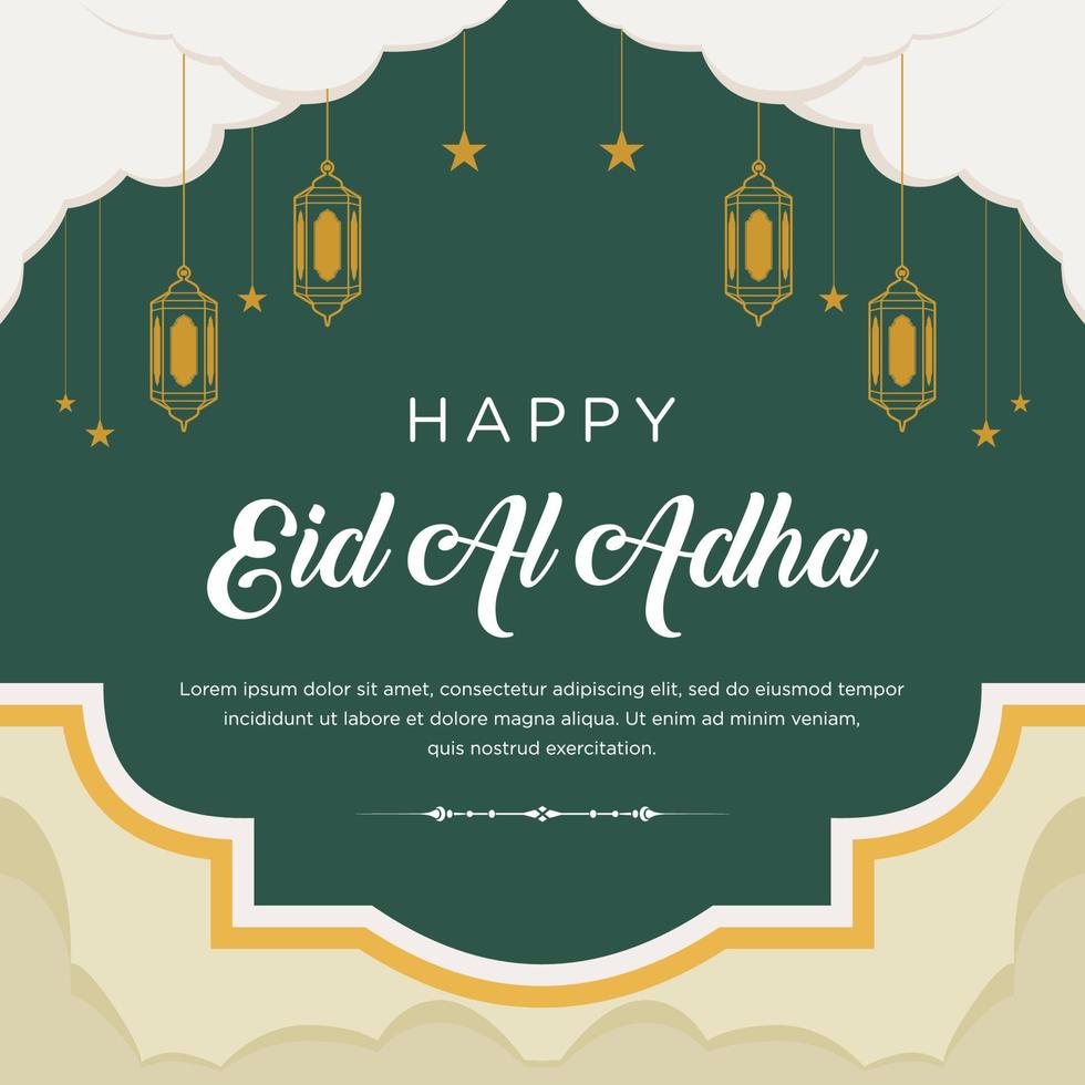 Flat eid al-adha illustration with ram and lanterns vector