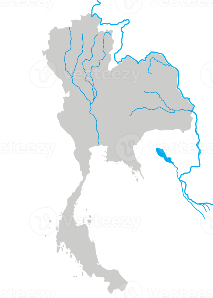 Karte von Thailand einschließlich Mekong Fluss, mun, chi, Chao Phraya, Klingeln, Wang, lecker, nan Fluss png