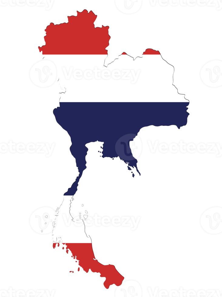 Thailand map flag inside, Isolated map png