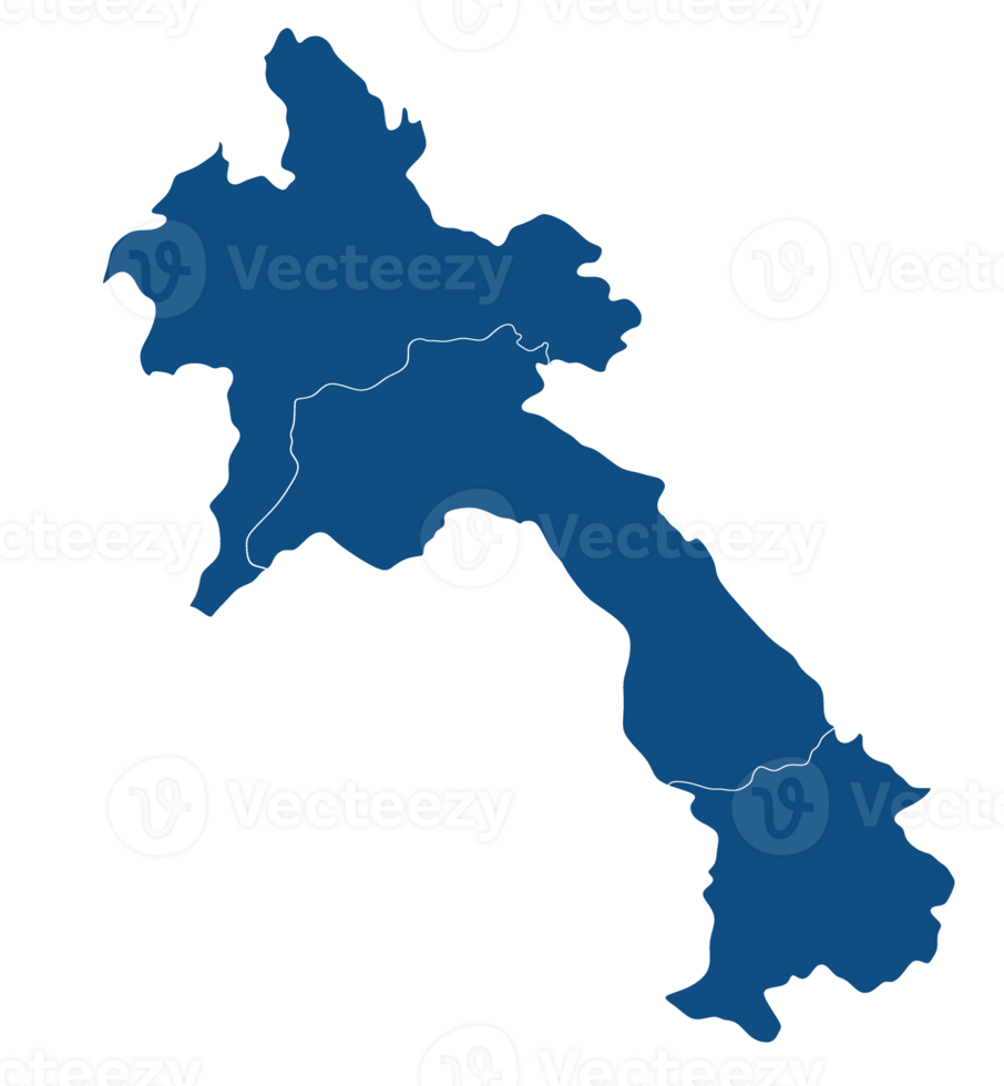 Laos mapa com azul cor três regiões png
