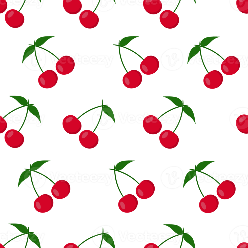 sans couture de Cerise modèle, fruit avec vert feuilles png