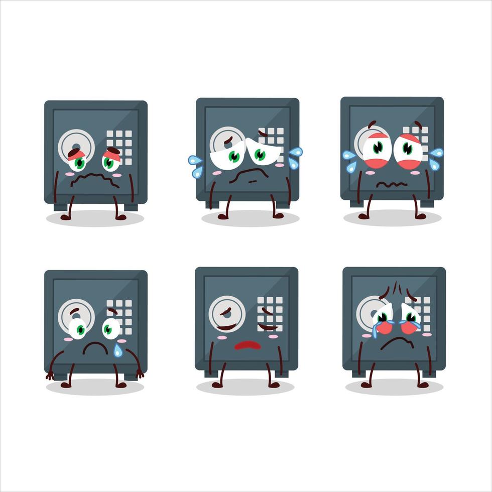 Safe deposit box cartoon character with sad expression vector