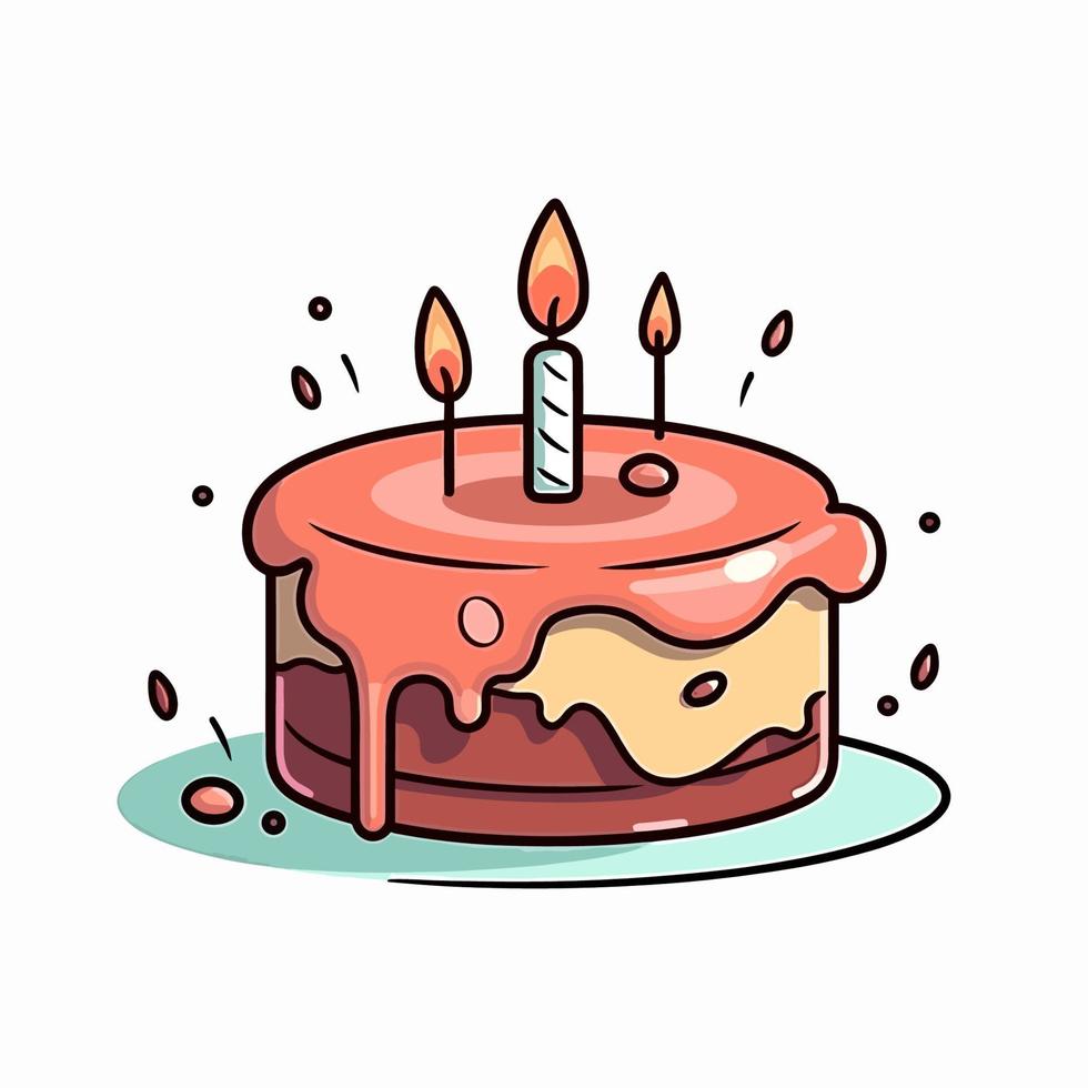 Estilo De Doodle De Torta De Cumpleaños Feliz Ilustración del Vector -  Ilustración de vela, saludo: 279001659