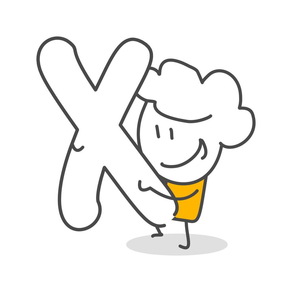 Stick figures. Alphabet. Hand drawn doodle line art cartoon design character. vector