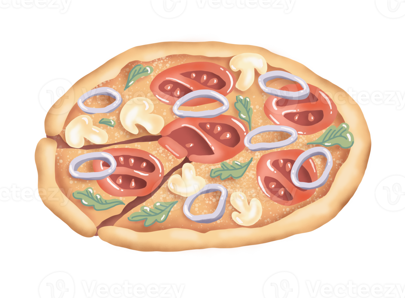 Pizza. Tasty food. Digital illustration png