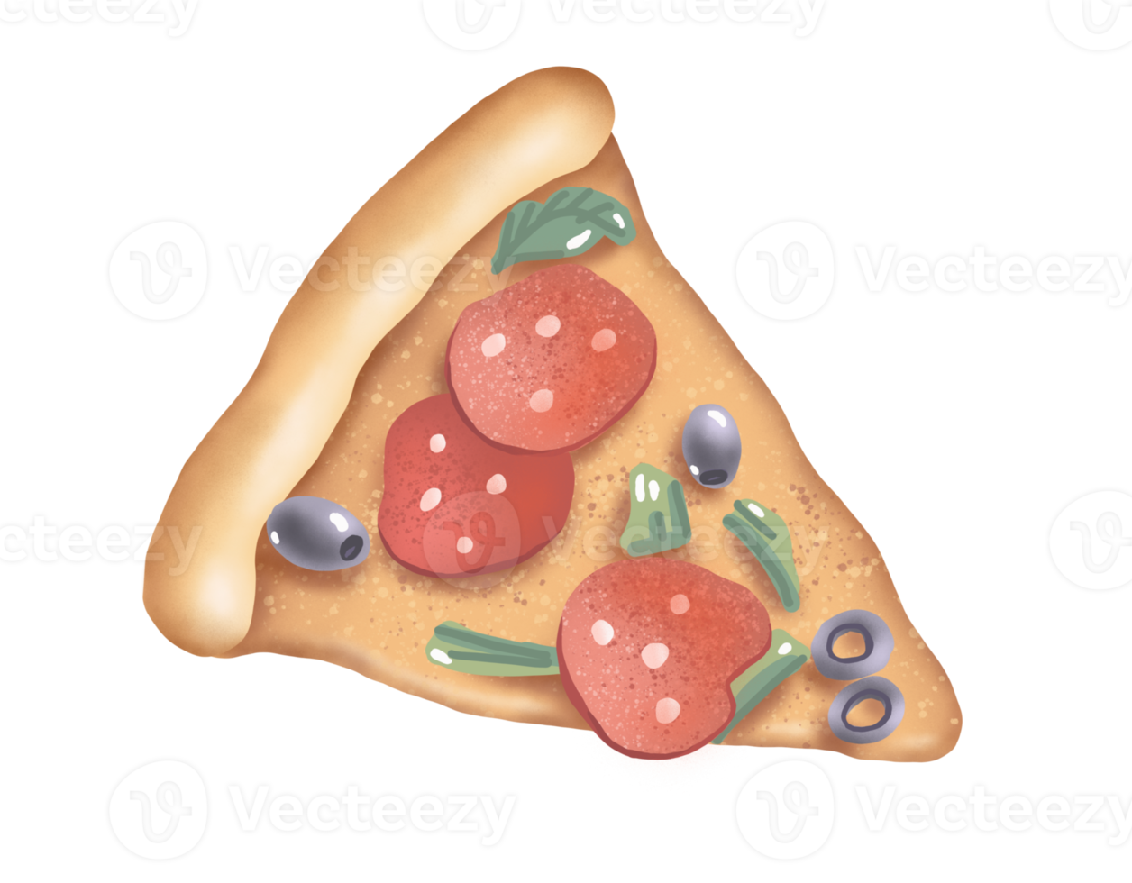 Pizza. Tasty food. Digital illustration png