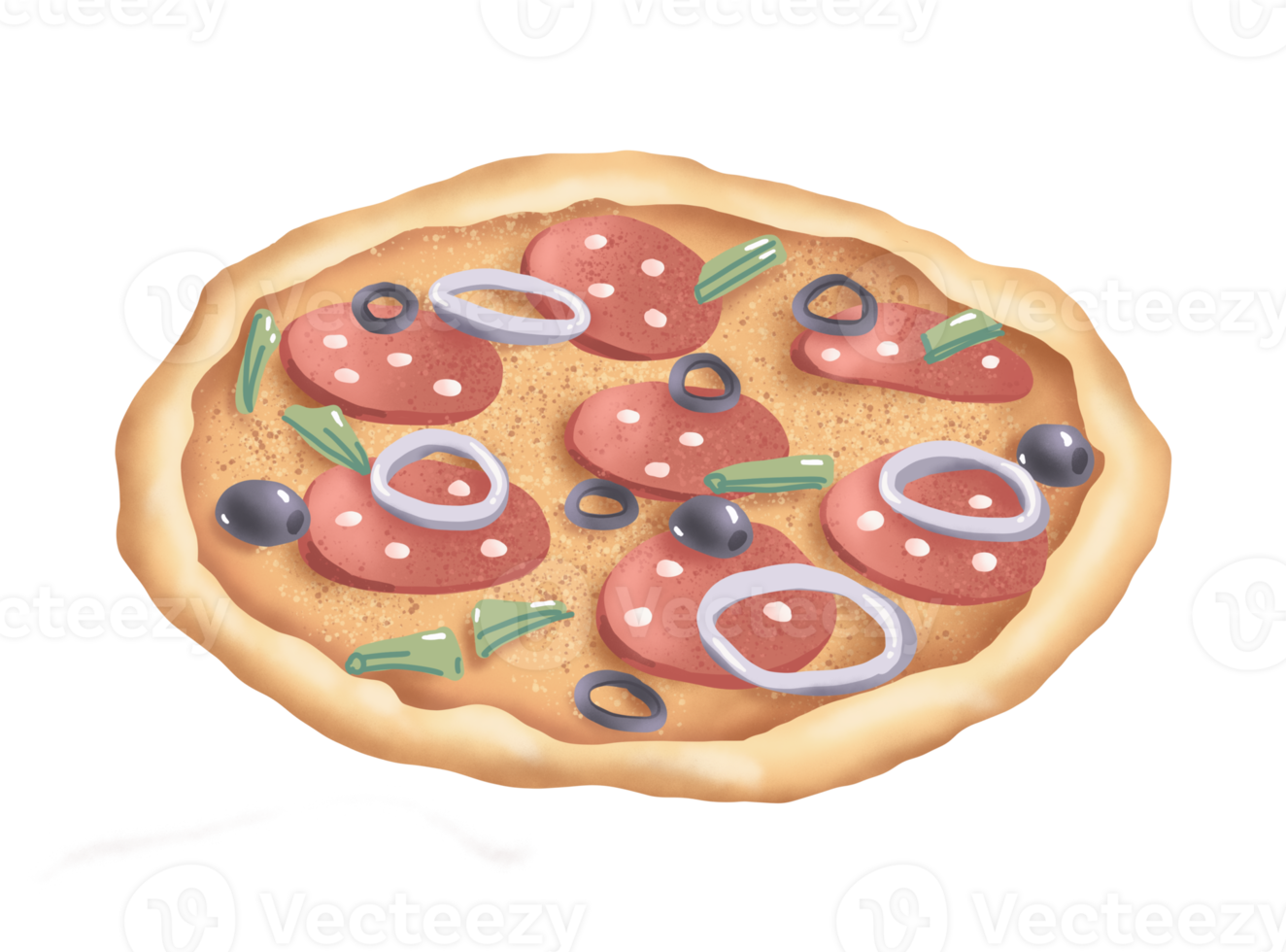 Pizza. Tasty food. Digital illustration png