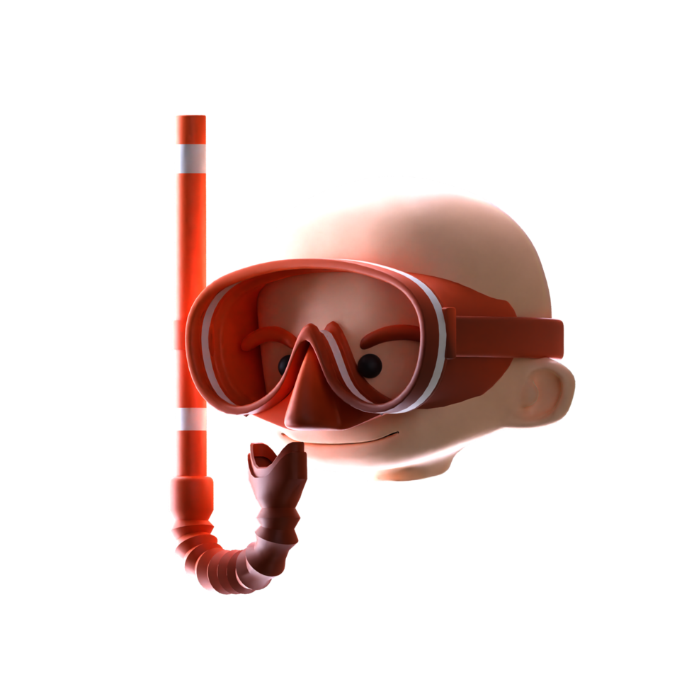3d design huvud karaktär med simning glasögon png