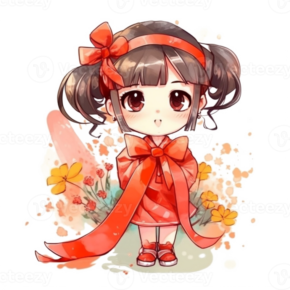 chibi linda pequeño niña png