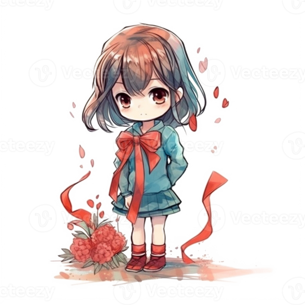 chibi linda pequeño niña png