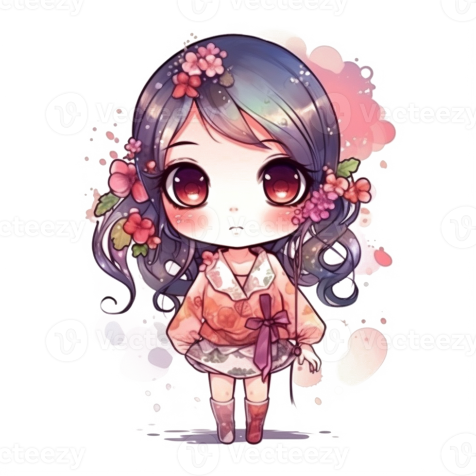 chibi linda pequeño niña png