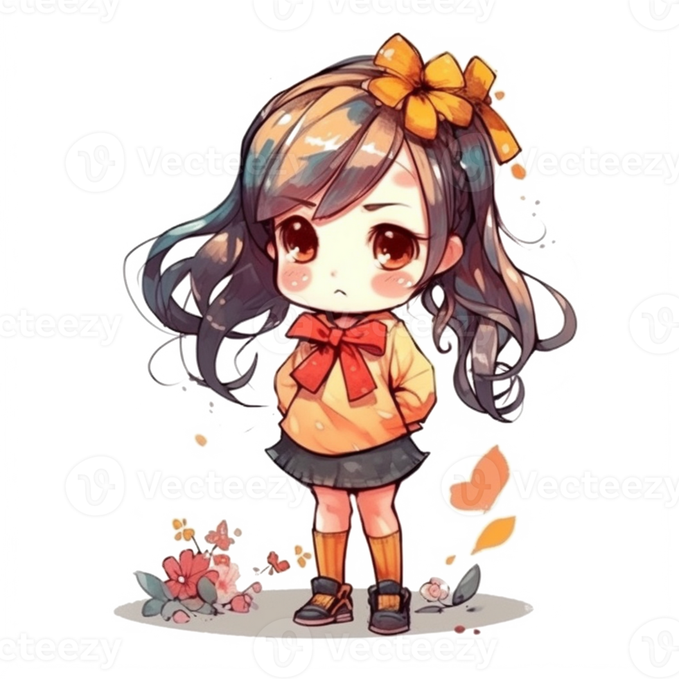 chibi linda pequeño niña png