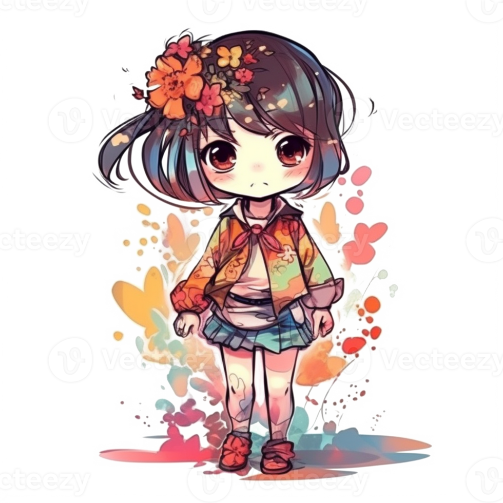 chibi linda pequeño niña png