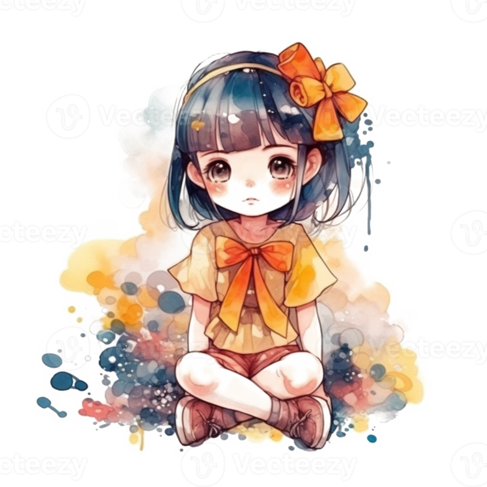 chibi linda pequeño niña png