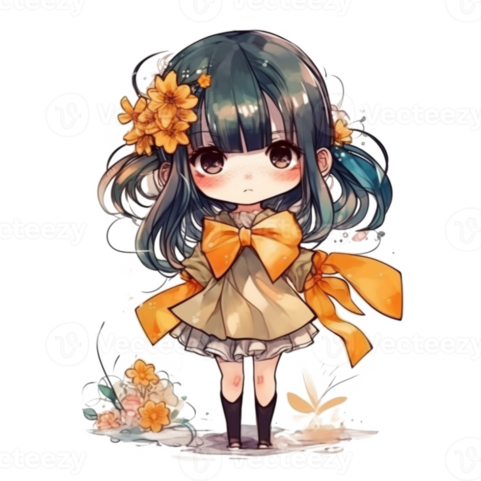 chibi söt liten flicka png