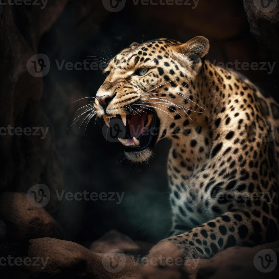 image of leopard roaring image photo