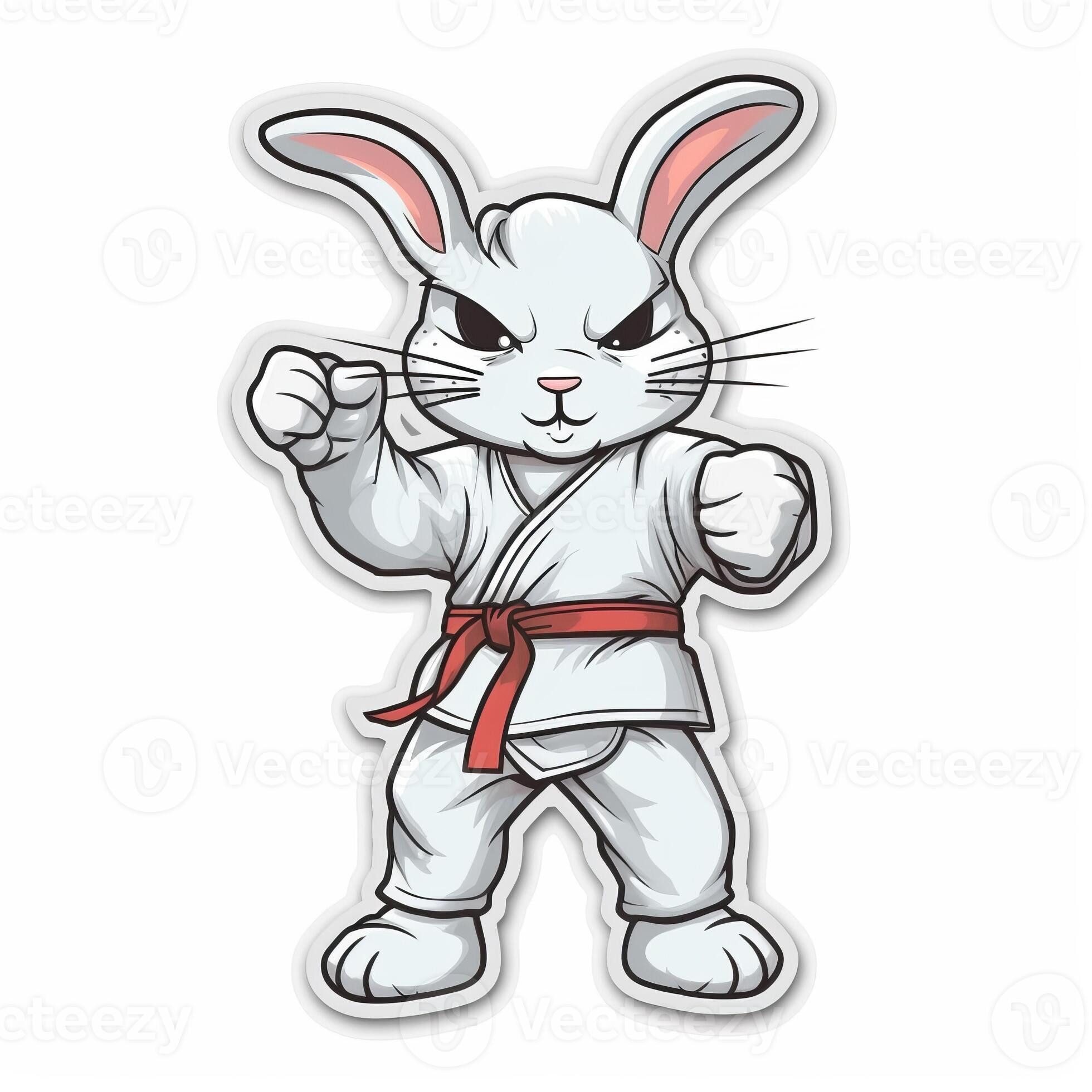 Image of cute bunny in karate outfit sticker generative AI 22876906 Stock  Photo at Vecteezy