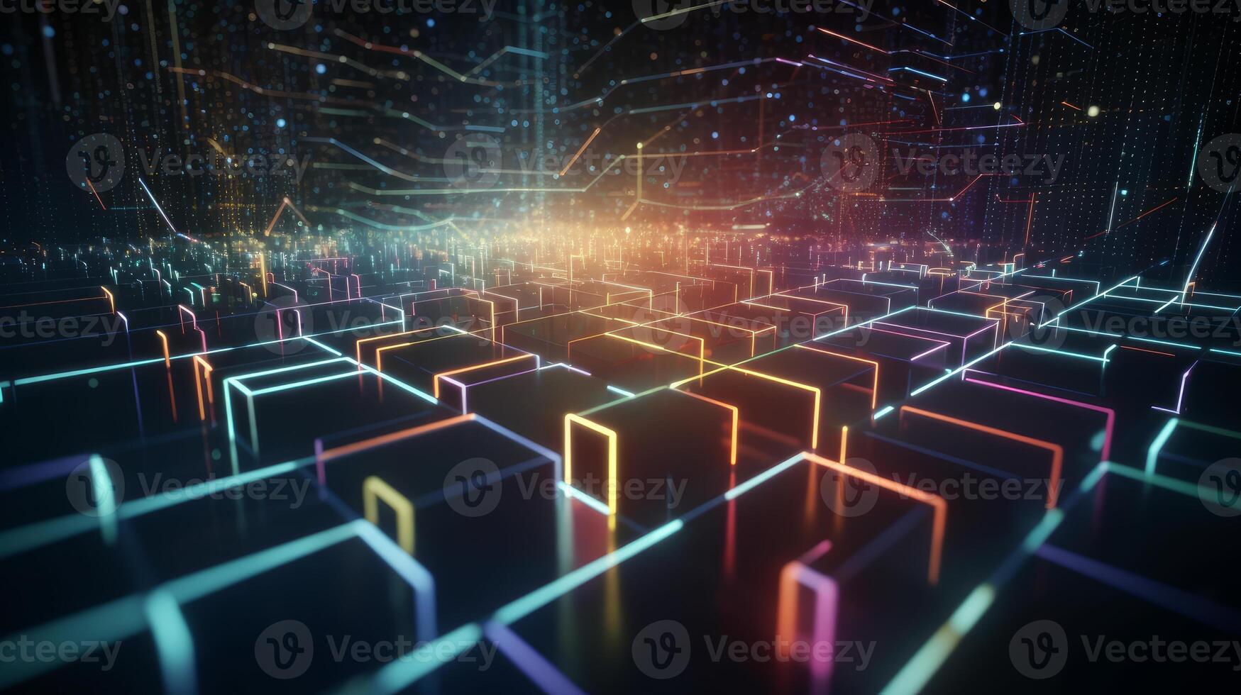 Big data concept Digital data flow Transferring glowing image photo