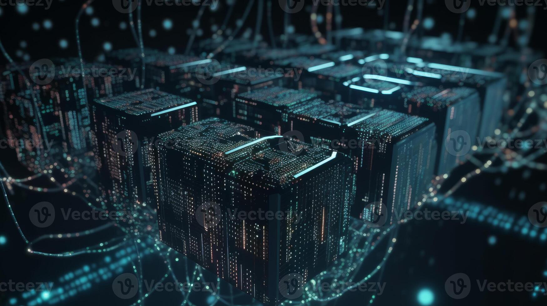 Technology of Big data concept Digital data flow Transferring photo