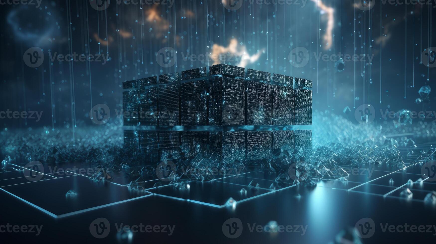 Big data concept Digital data flow Transferring close up photo