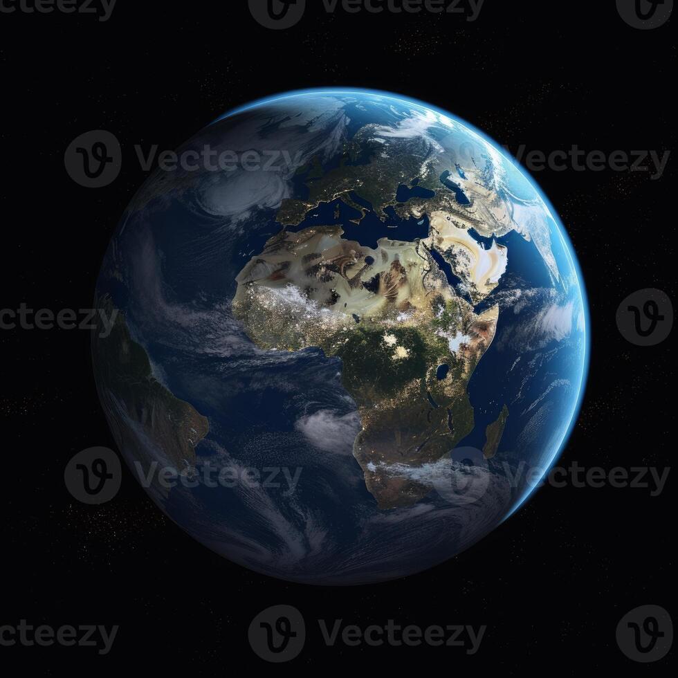 Earth on black background photo