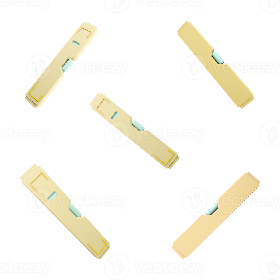 3d renderen geel niveau icoon set. 3d geven een horizontaal vlak dat definieert de hoogte van iets verschillend standen icoon set. png