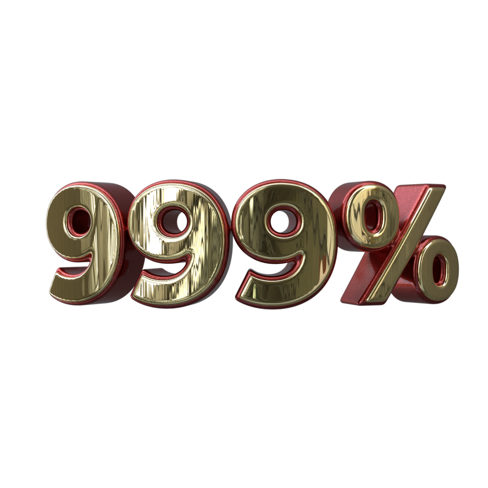 999 percent 3D number transparent background png