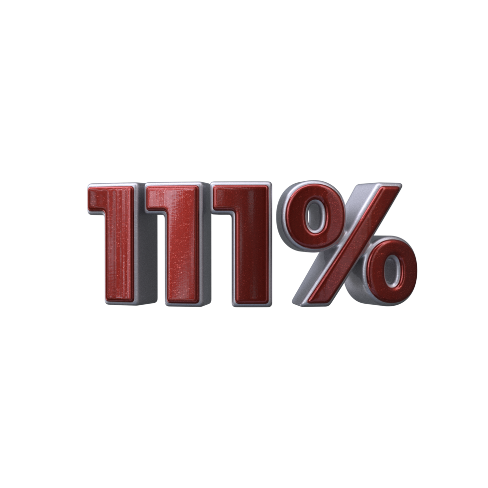 111 por cento 3d número transparente fundo png