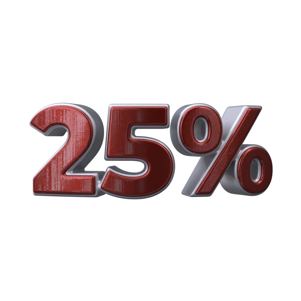 25 procent 3d siffra transparent bakgrund png