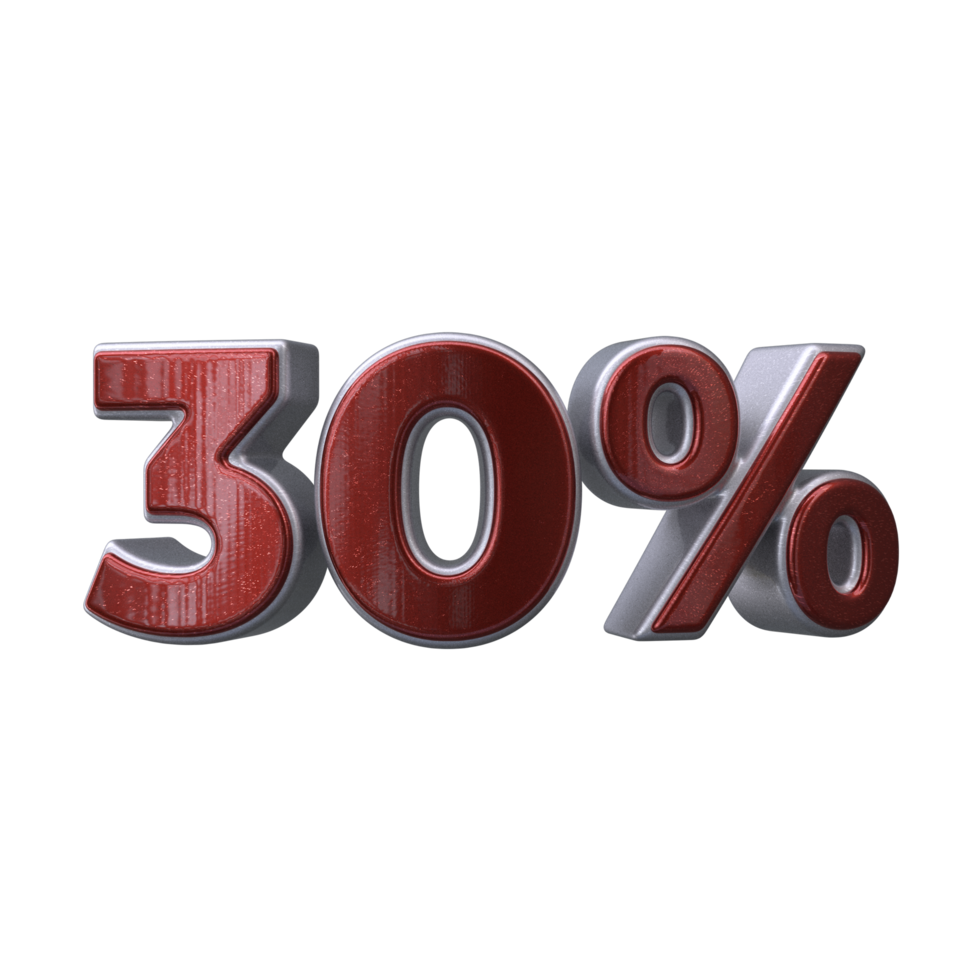 30 percent 3D number transparent background png